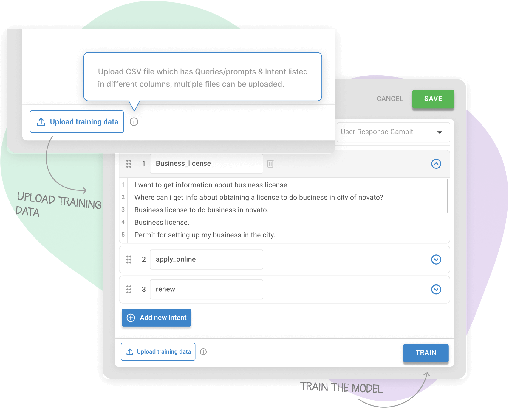 GPT-powered chatbot training and configuration interface